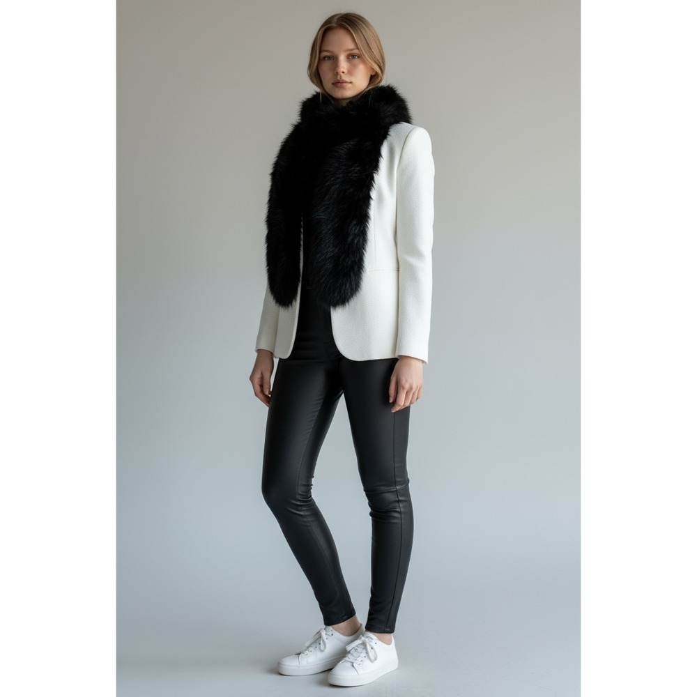 NEW Black Faux Fur Stole Wrap Scarf Shawl‎ Collar Neck Warmer Elegant Soft
